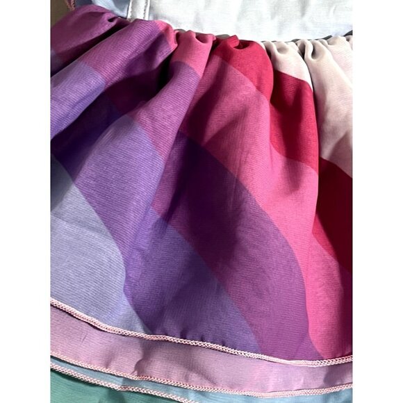 Pleiades Girl Dress Size 12M Blue Ruffle Tank Pink Ombre Rainbow Summer Chiffon - Picture 7 of 12